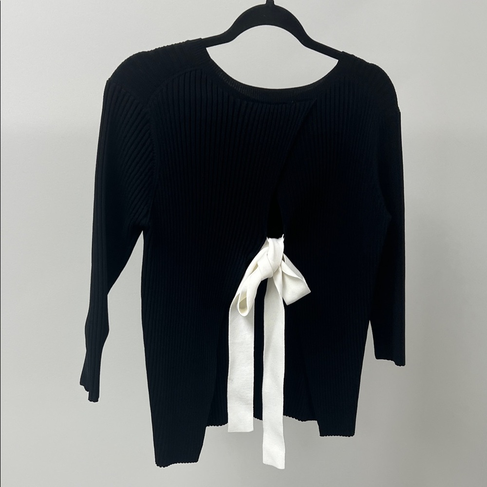 Maje Ribbed, Knit Sweater With Tie Back - Picture 3 of 5
